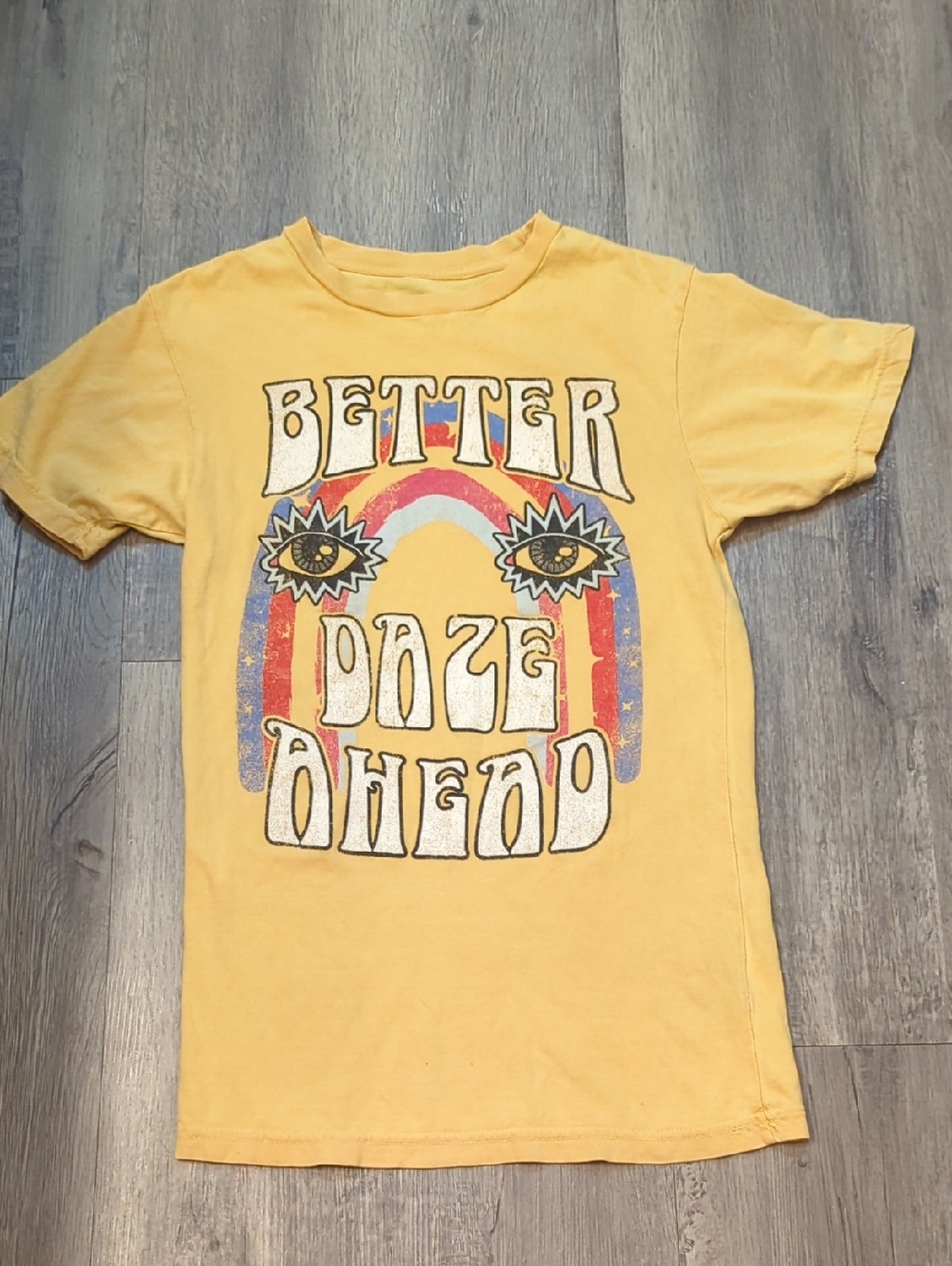 Womens  Yellow 'Better Daze Ahead' Graphic Tee